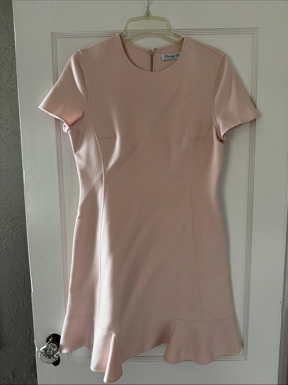 Dior Pink Cashmere Ruffle Hem Mini Dress